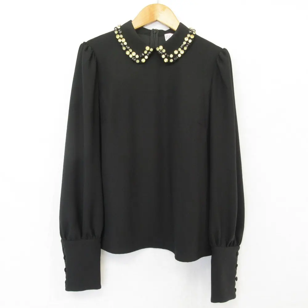 RED Valentino レッドヴァレンティノ ビジューカラー ロングスリーブ ブラウス 38サイズ ブラック