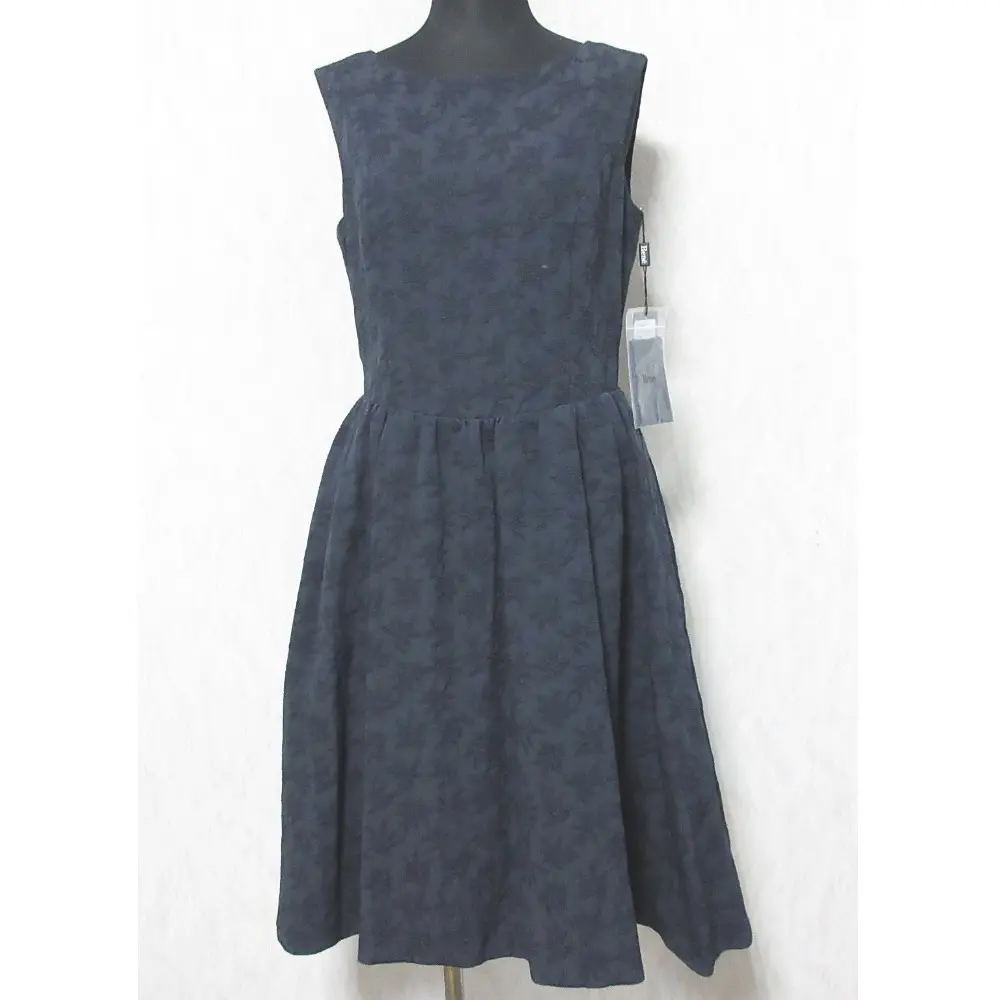 Rene basic ルネ ジャガード ノースリーブ ひざ丈 ミディ丈 フレアワンピース ドレス 5826180 36 ネイビー