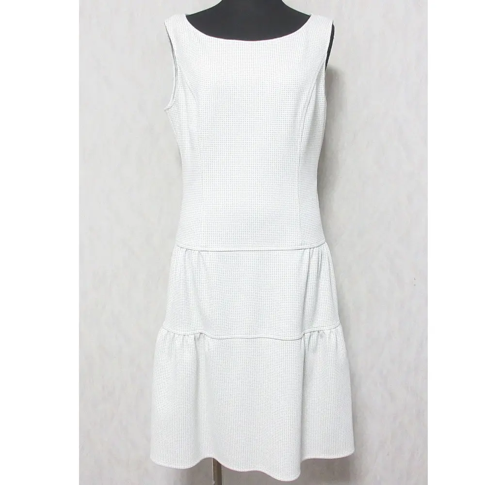 Rene ルネ リミテッドエディション ピンブローチ付き ひざ丈 ノースリーブ ティアードワンピース ドレス 36 ライトグレージュ