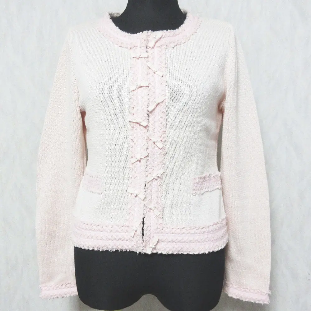 Rene ルネ リボンレース ニットカーディガン 6312550 36 ピンク