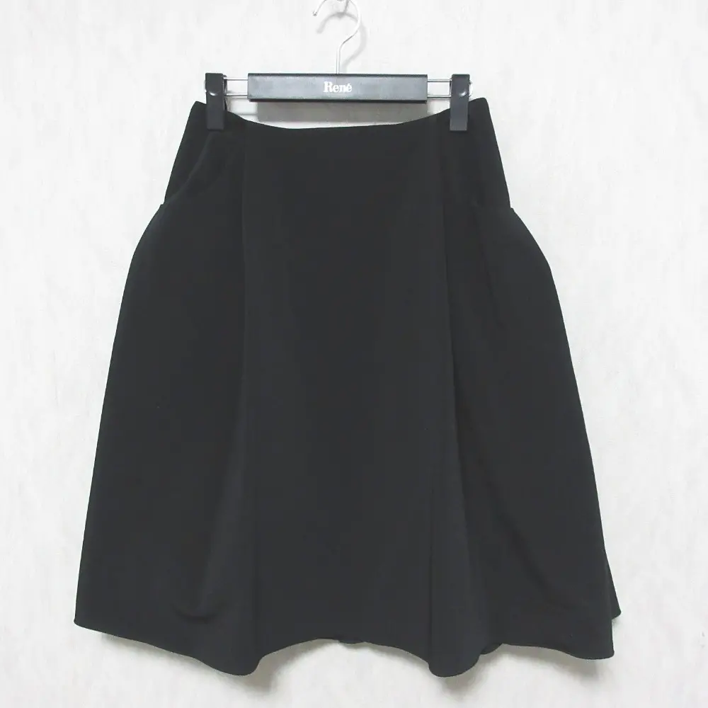 Rene basic ルネベーシック サイドタック フレアスカート 5814190 38 ブラック