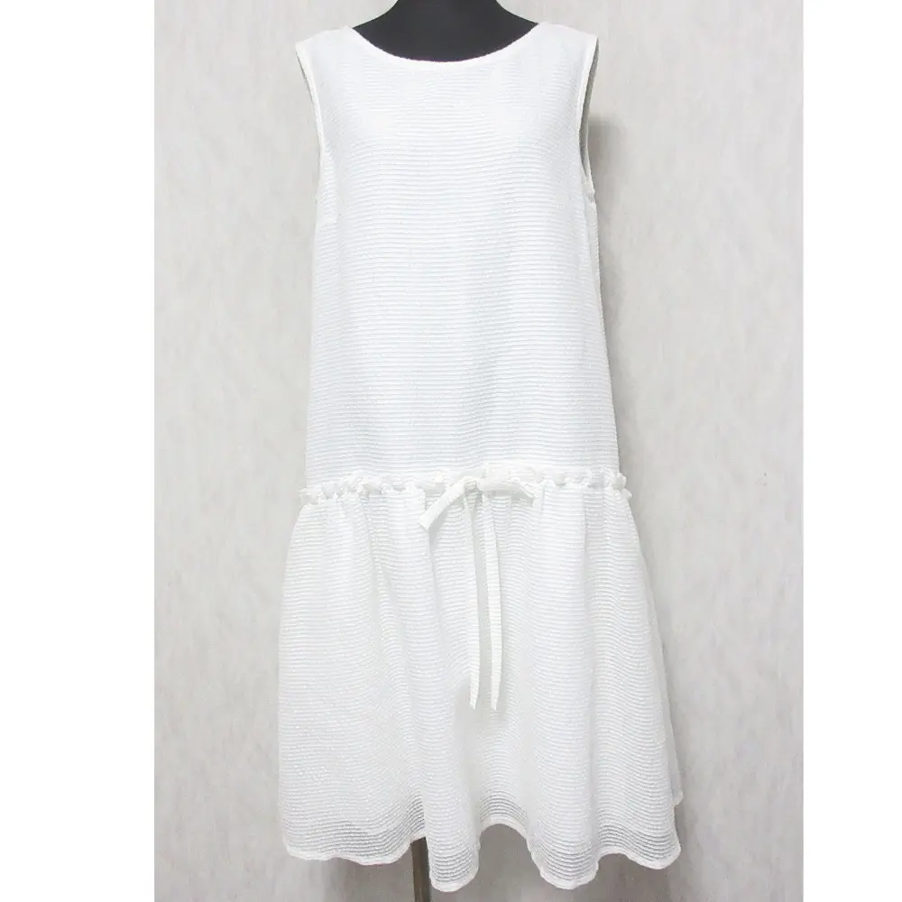 Rene ルネ Dress Fether Ruban ノースリーブ ひざ丈 フレアワンピース ドレス 6926360 36 ホワイト