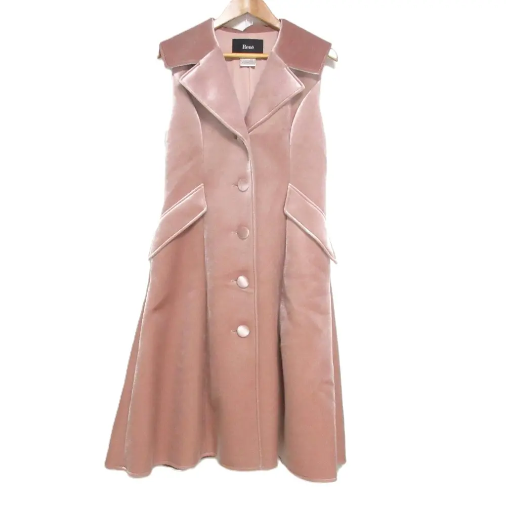 23AW Rene ルネ ベロアロングジレ ノースリーブコート ワンピース 36 ピンク
