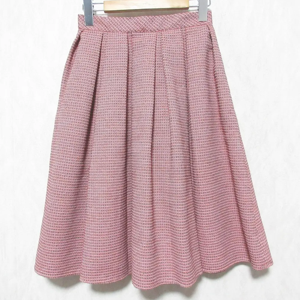 Rene ルネ ひざ丈 プリーツスカート 6934420 小さいサイズ 34 ピンク