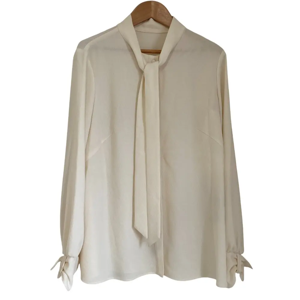 Rene ルネ ストレッチ 長袖 ボウタイ ブラウス シャツ サイズ34 アイボリー