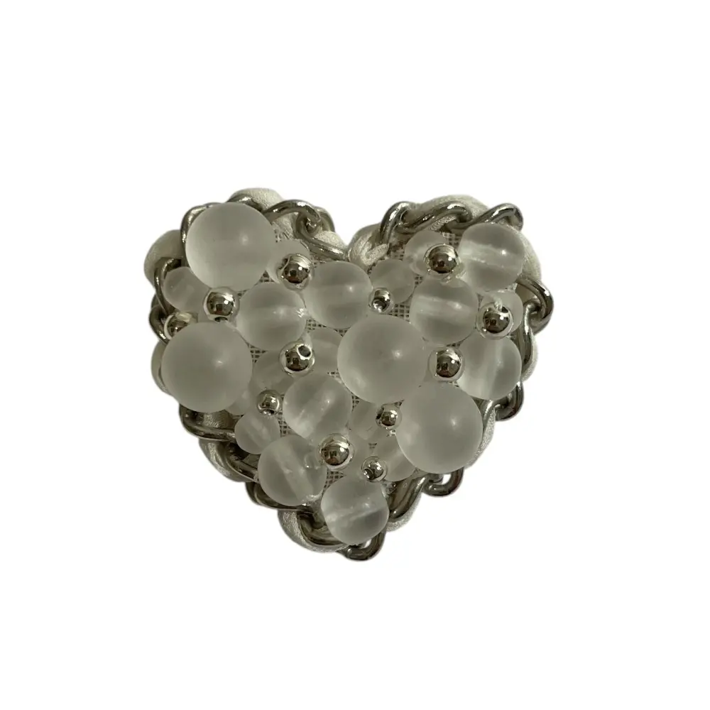 Rene ルネ ハートモチーフ ブローチ シルバーカラー×クリア