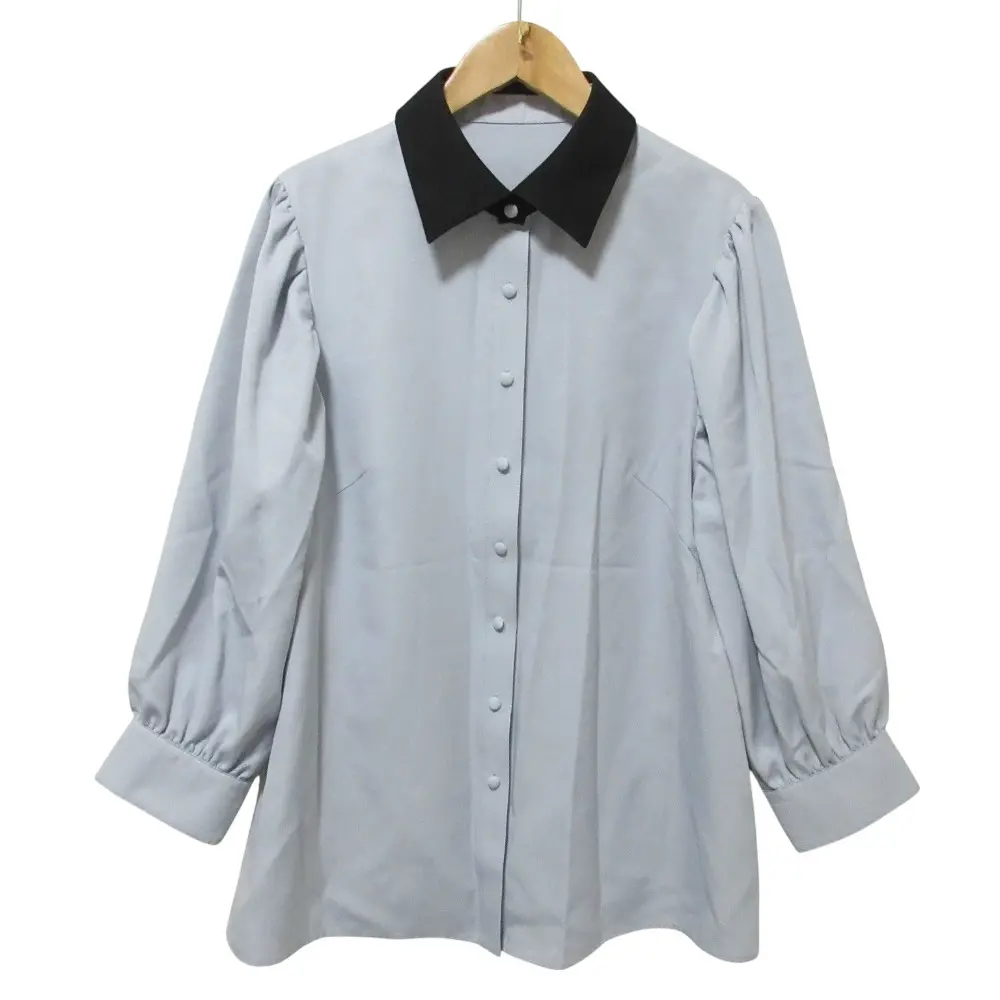 クリーニング済 Rene ルネ 24AW 2way ボリュームスリーブ ブラウス シャツ 36 ライトブルー