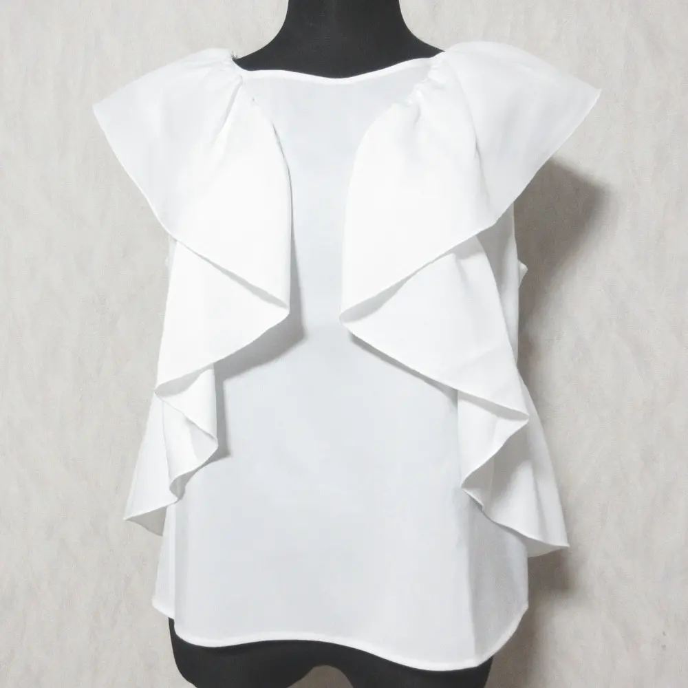 Rene ルネ フリル ノースリーブブラウス カットソー 6031110 サイズ34 ホワイト