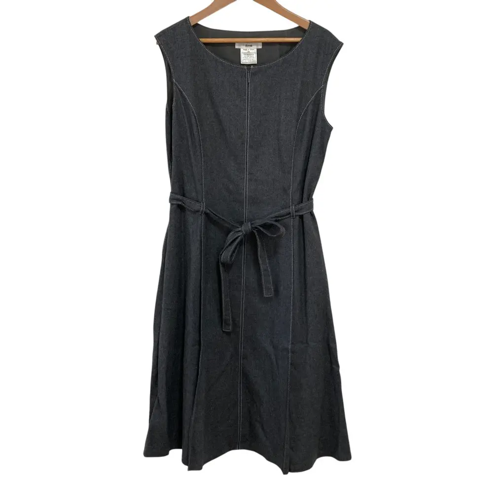 Rene ルネ ノースリーブ サイドギャザー ベルテッドワンピース 38 グレー