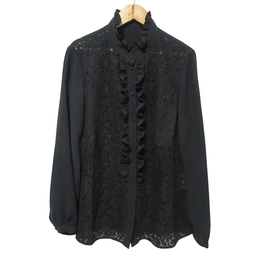 Rene ルネ 長袖 レースフリル ブラウス シャツ 36 ブラック