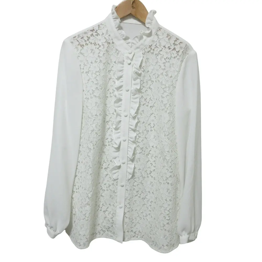 Rene ルネ 長袖 レースフリル ブラウス シャツ 36 ホワイト