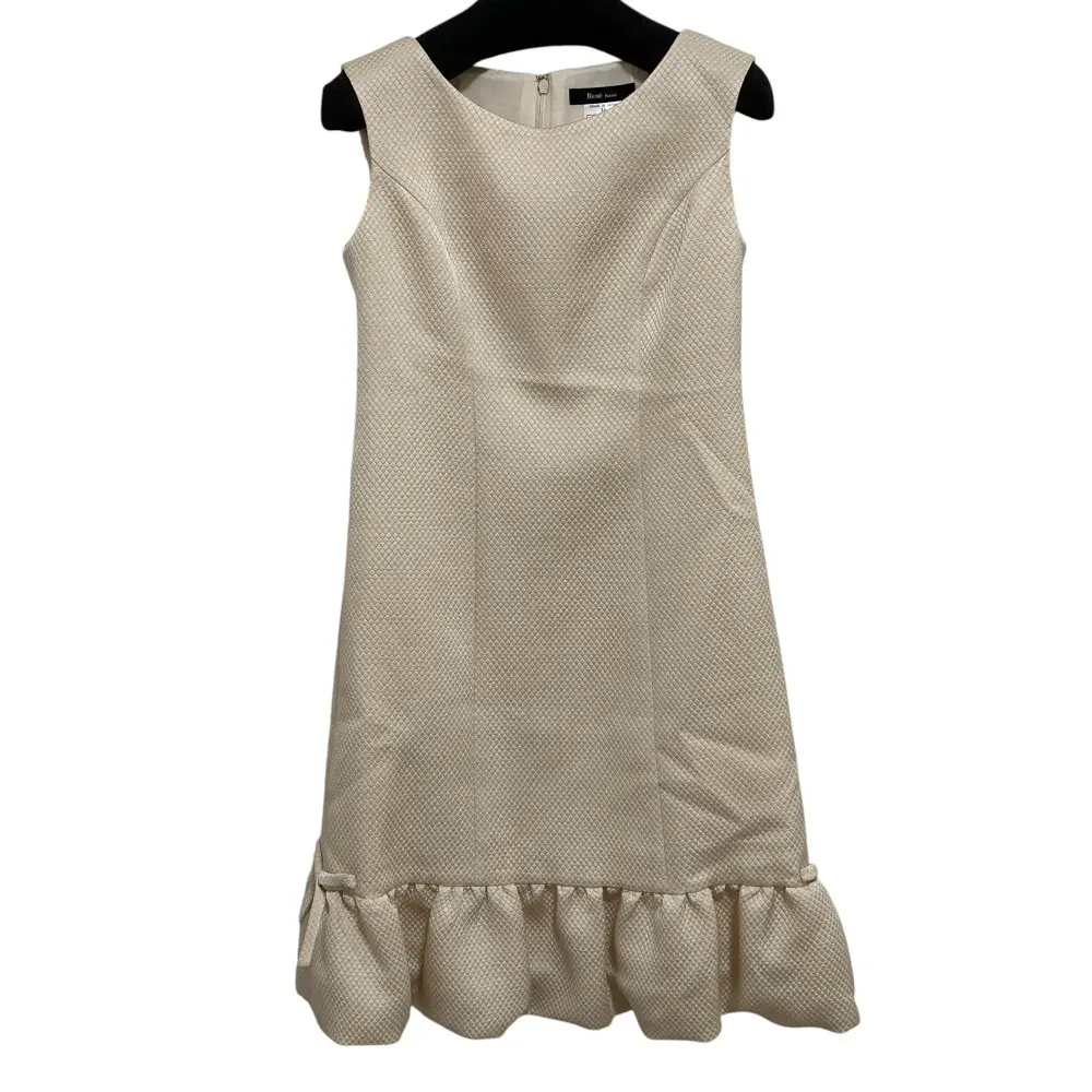 Rene basic ルネベーシック リボン フリルヘム ノースリーブ ミニドレス ワンピース 34 アイボリー