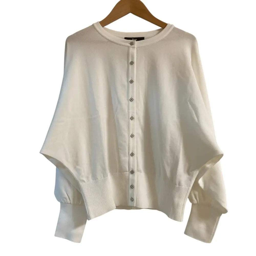 24SS Rene ルネ ボリュームスリーブ シアーニット カーディガン サイズ34 ホワイト