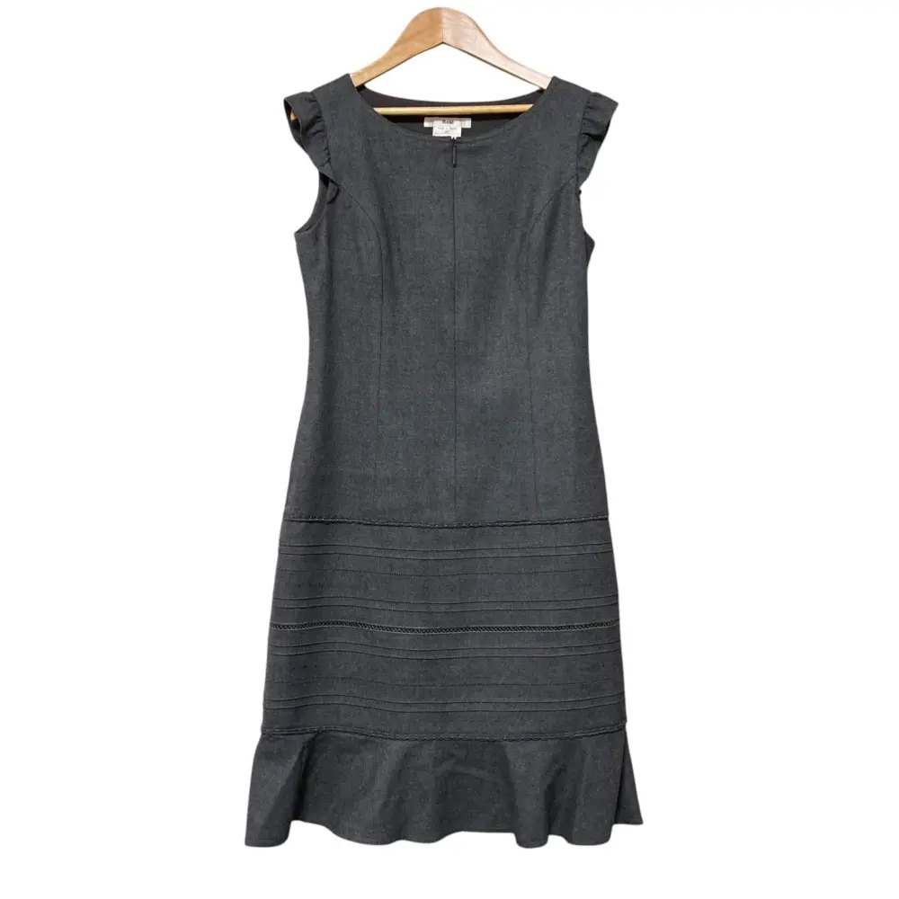 Rene ルネ フロントジップ ノースリーブ ひざ丈 Aライン ワンピース 34 グレー