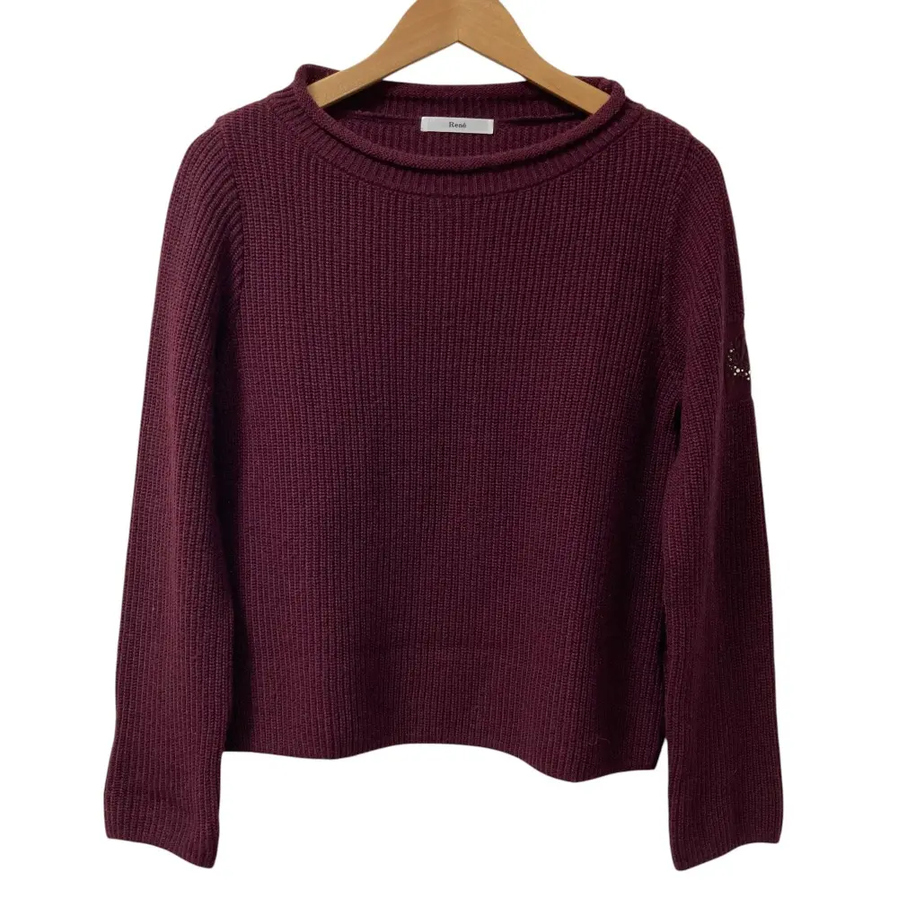 Rene ルネ モックネック ウール 長袖 ニット セーター 6942180 サイズ36 ボルドー