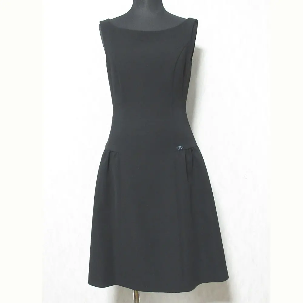 Rene basic ルネベーシック ノースリーブ サイドギャザーワンピース サイズ32 ブラック