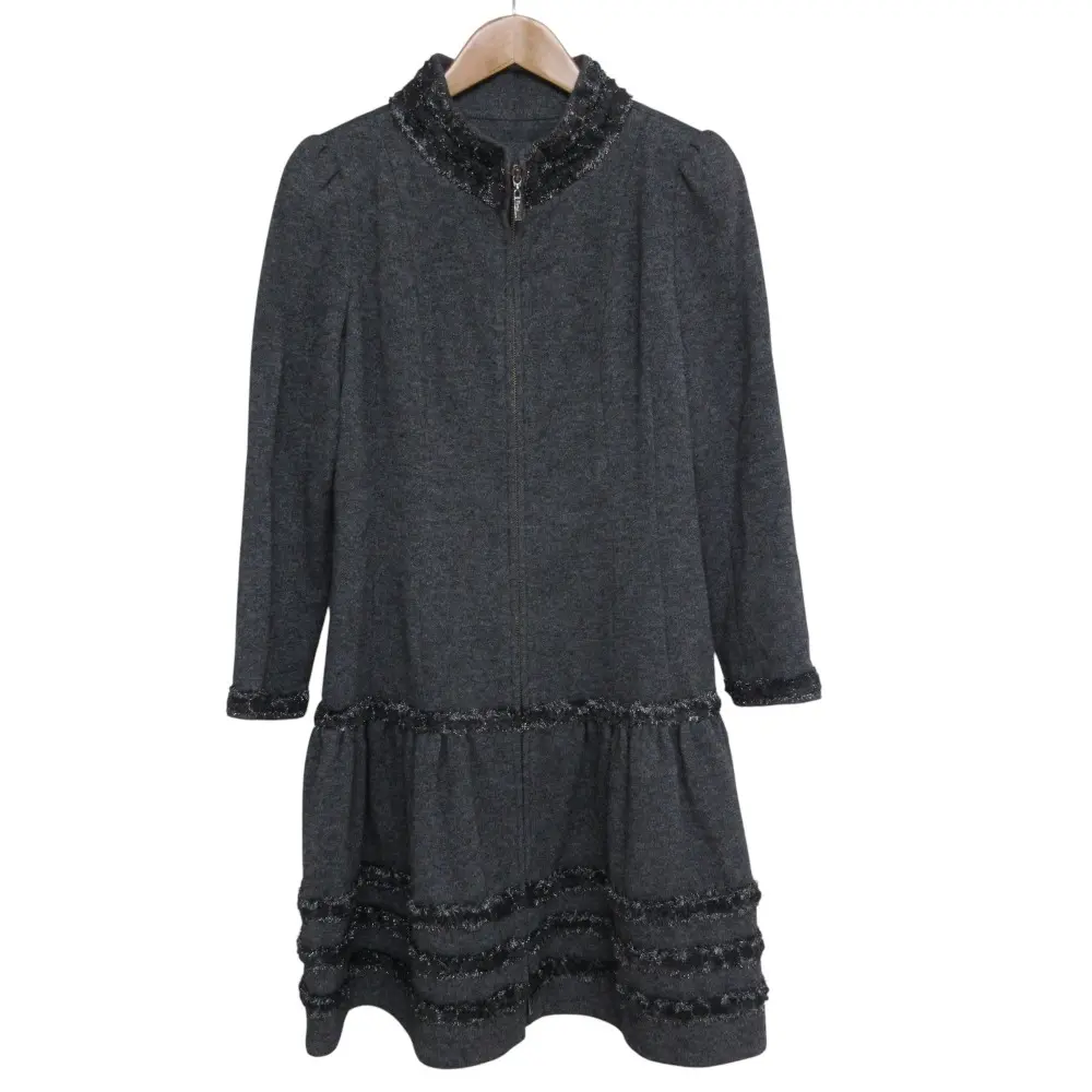 Rene ルネ TISSUE カシミヤブレンドブレンド ジップアップ スタンドカラーコート 38 グレー