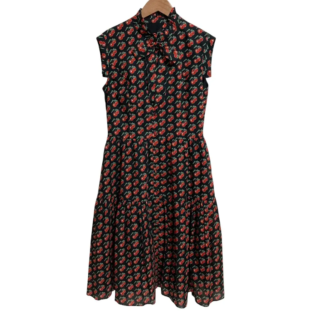 24AW Rene ルネ チェリープリント ロングワンピース サイズ38 レッド ブラック