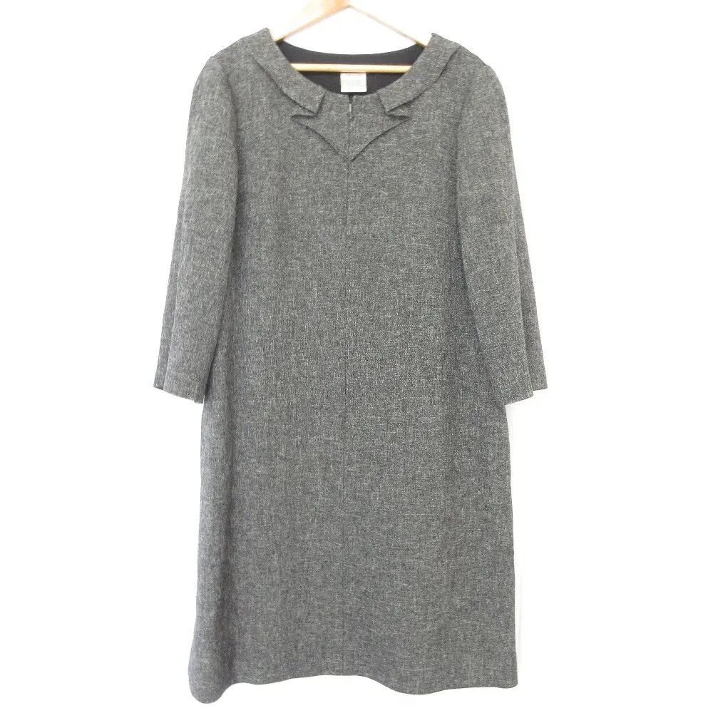 Rene basic ルネベーシック フロントジップ 長袖 ひざ丈 ワンピース 38 グレー