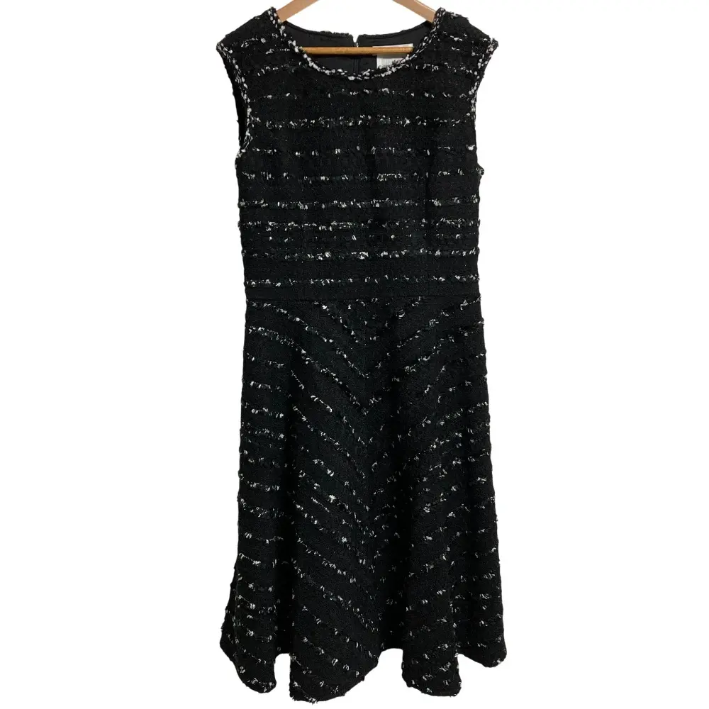 Rene ルネ ノースリーブ ひざ丈 ツイードワンピース サイズ36 ブラック