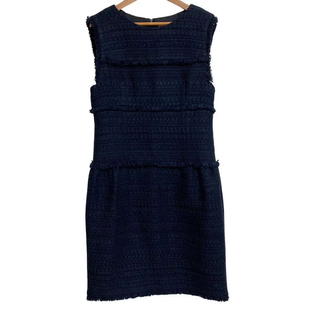 Rene ルネ ノースリーブ ひざ丈 ツイードワンピース サイズ36 ネイビー