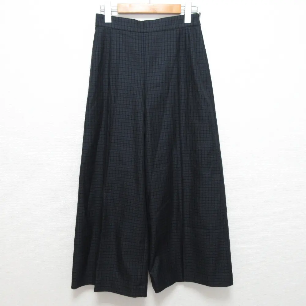 25AW Rene ルネ チェックワイドパンツ 6535992 サイズ36 ネイビー