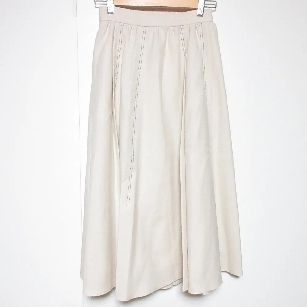 Rene ルネ ウール ロング ギャザー フレアスカート 34 ライトベージュ