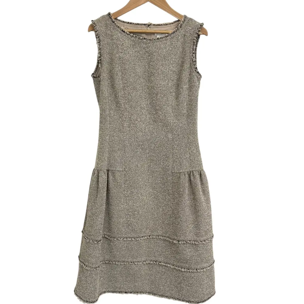 Rene ルネ ひざ丈 ノースリーブ ツイードワンピース サイズ00 ベージュ
