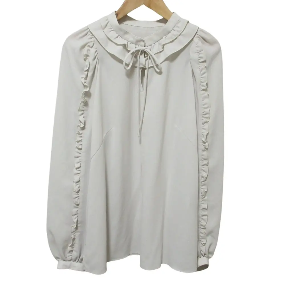 23SS Rene ルネ サイドスリット フリルスリーブ シアー ブラウス 6311120 34 ライトベージュ