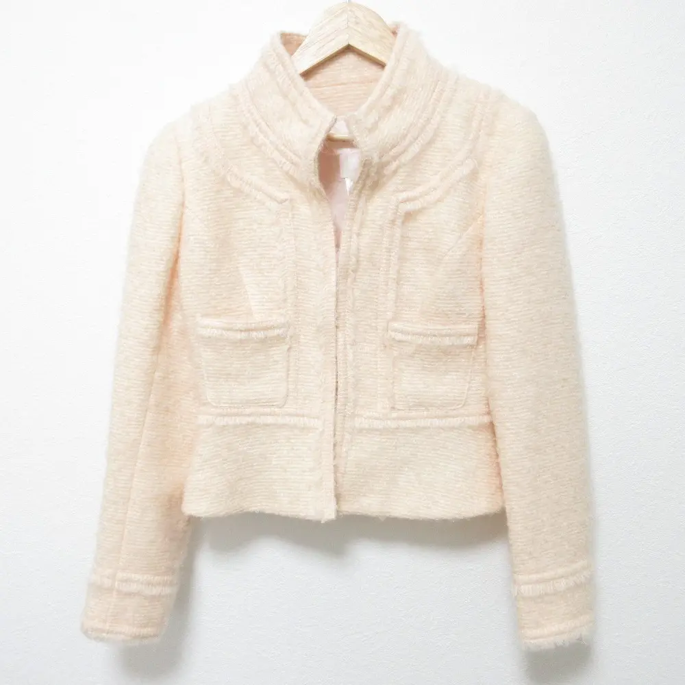 Rene ルネ 英国製生地 ウール モヘヤブレンド スタンドカラー ジャケット サイズ34 ピンク