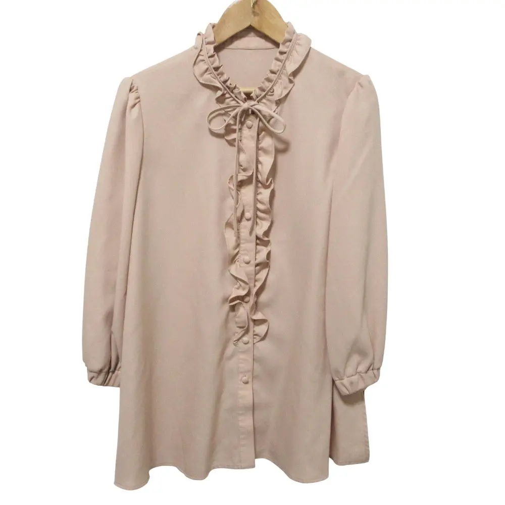 23年製 Rene ルネ リボン 長袖 フリルブラウス 6331020 36 ピンク