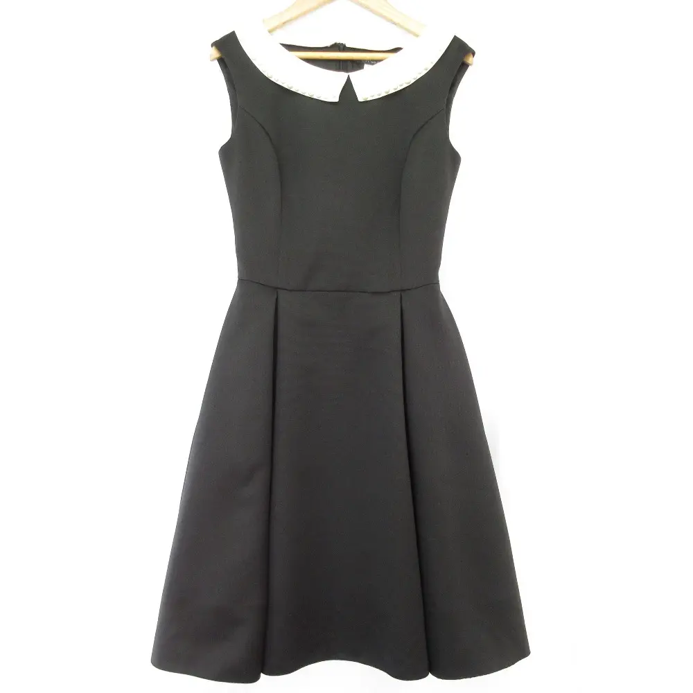 Rene basic ルネ ベーシック リミテッドエディション パール襟付き ノースリーブ ワンピース 32 ブラック