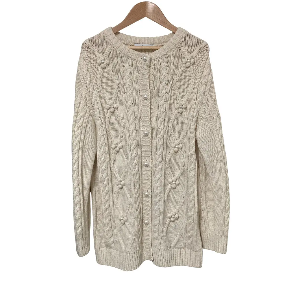 23AW Rene ルネ パール付きケーブルニット カーディガン 6342120 サイズ34 オフホワイト