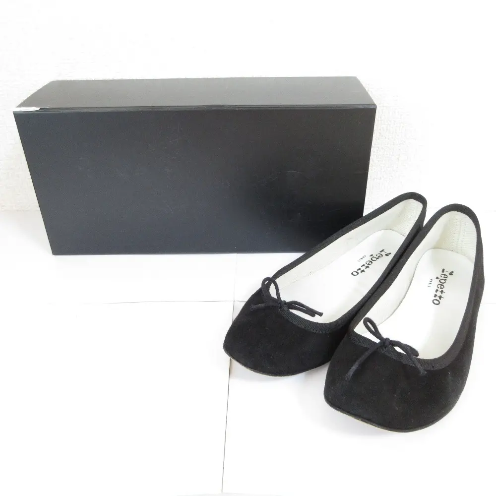 repetto レペット CENDRILLON サンドリオン スエード ラウンドトゥ バレエシューズ フラットシューズ パンプス 36 23cm相当 ブラック
