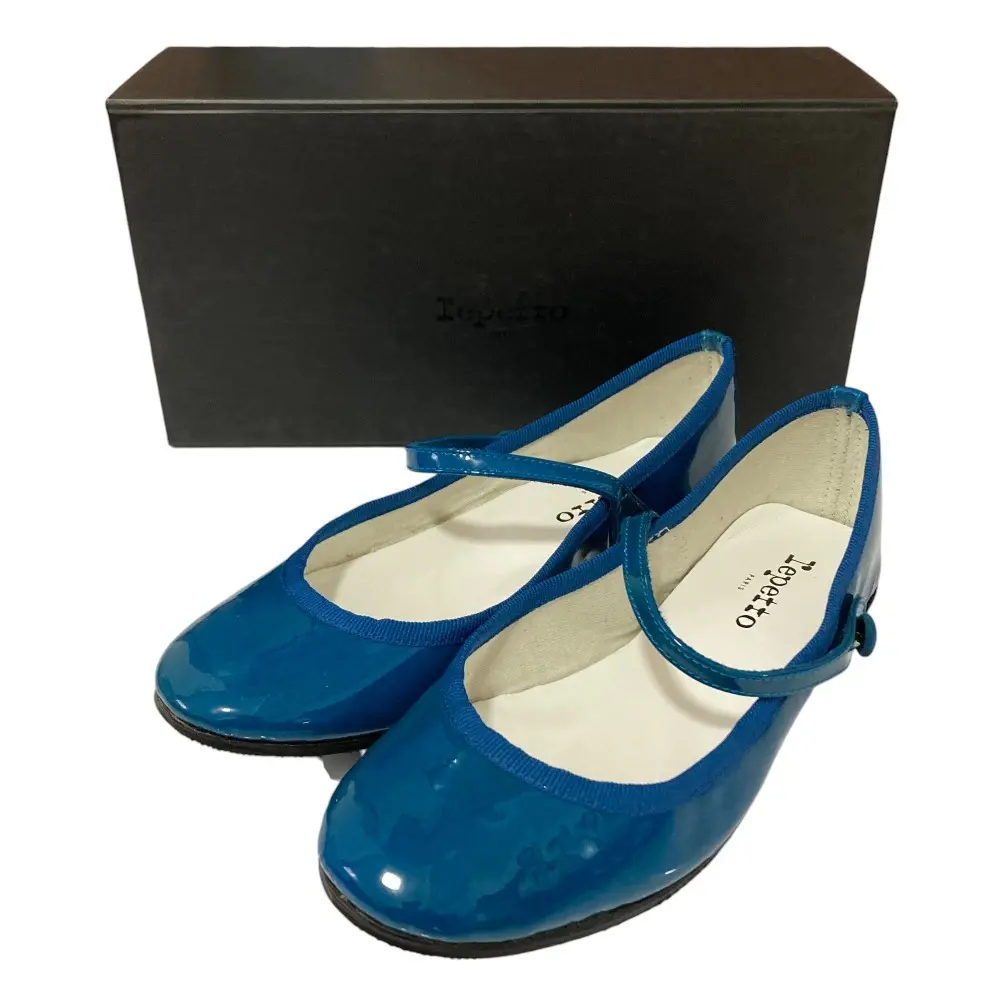 repetto レペット パテントレザー ストラップ メリージェーン フラット パンプス バレエシューズ 36 22.5cm相当 ブルー