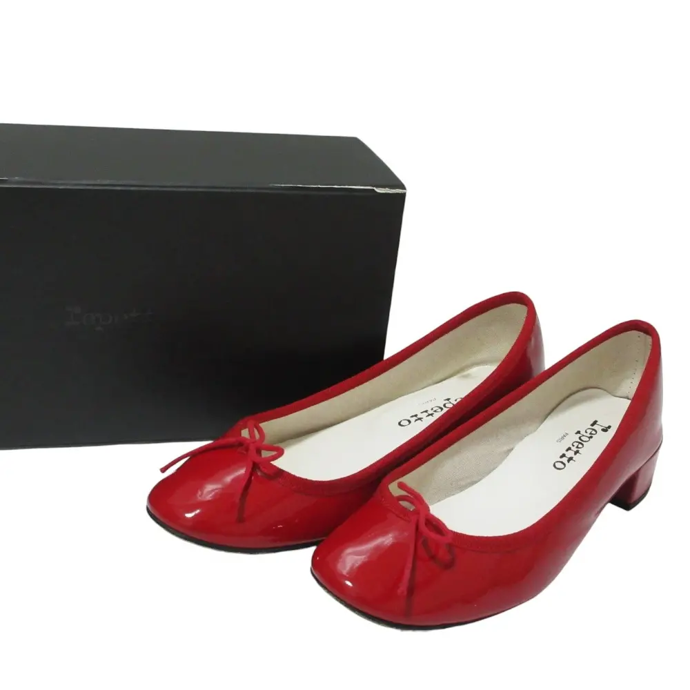Repetto レペット エナメル バレリーナ ローヒール パンプス 37 約23.5cm レッド