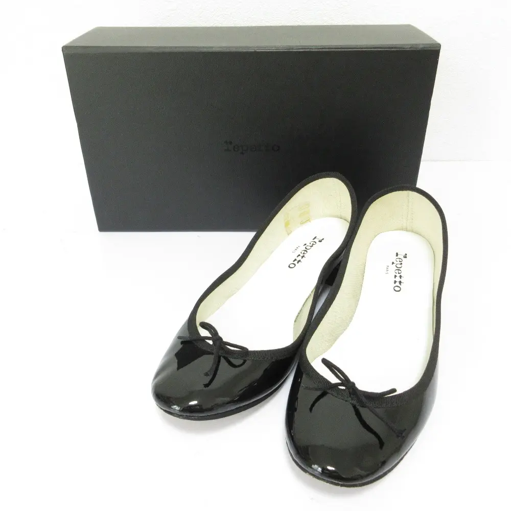 repetto レペット CAMILLE パテントレザー リボン フラットシューズ バレエシューズ 39 24.5cm相当 ブラック