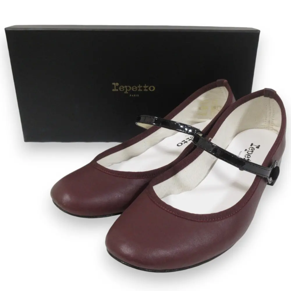 Repetto レペット ROSE レザー ストラップ ラウンドトゥ メリージェーン パンプス シューズ 36 約23cm ワインレッド