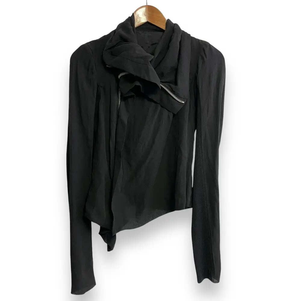 Rick Owens リックオウエンス シルク100％ シアー ライダースジャケット 40 ブラック