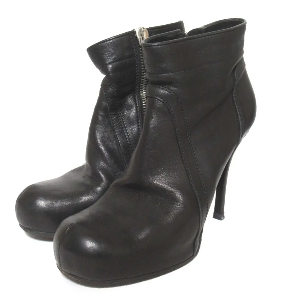 Rick Owens リックオウエンス レザー サイドジップ ハイヒール アンクルブーツ ショートブーツ 37サイズ 23.5cm相当 ブラック