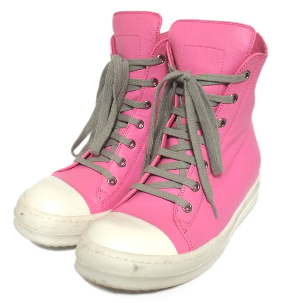 Rick Owens リックオウエンス ジオバスケット レザー ハイカット スニーカー シューズ 37D 23.5cm ピンク