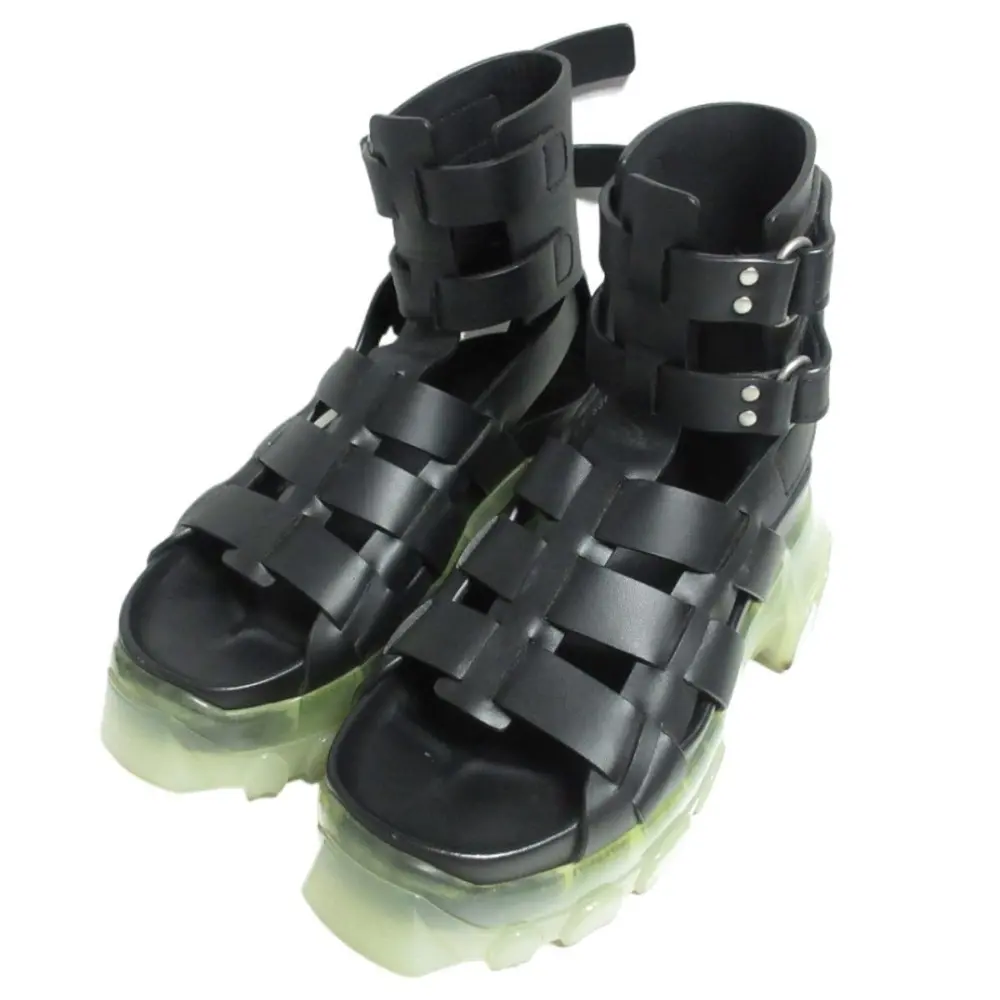 21SS Rick Owens リックオウエンス HIKING TRACTOR ハイキングトラクター レザー サンダル 35 22.5cm相当 ブラック