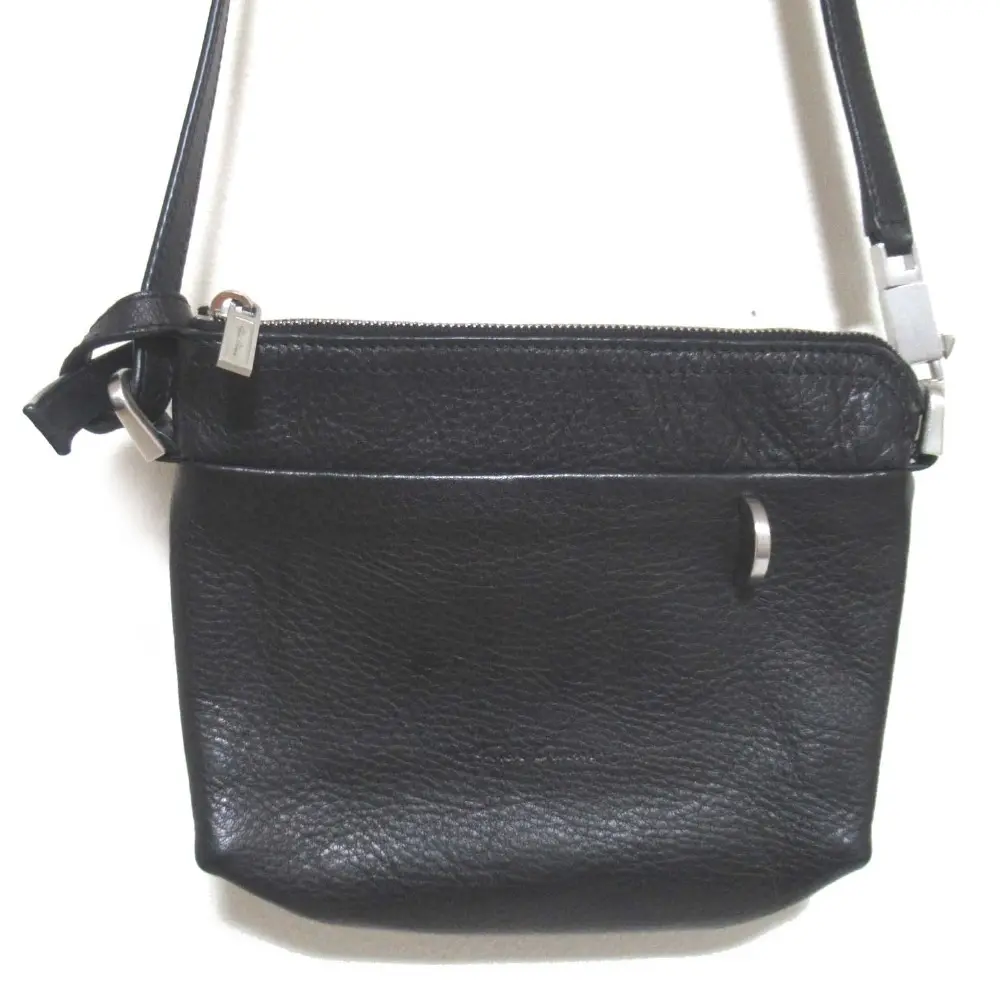 24SS Rick Owens リックオウエンス SMALL ADRI レザー ショルダーバッグ ポシェット RA01D0425 ブラック×シルバー金具