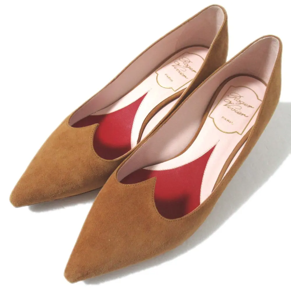 Roger Vivier ロジェヴィヴィエ I love Vivier アイラブヴィヴィエ ハートカット ポインテッドトゥ スエード パンプス 35.5 22.5cm