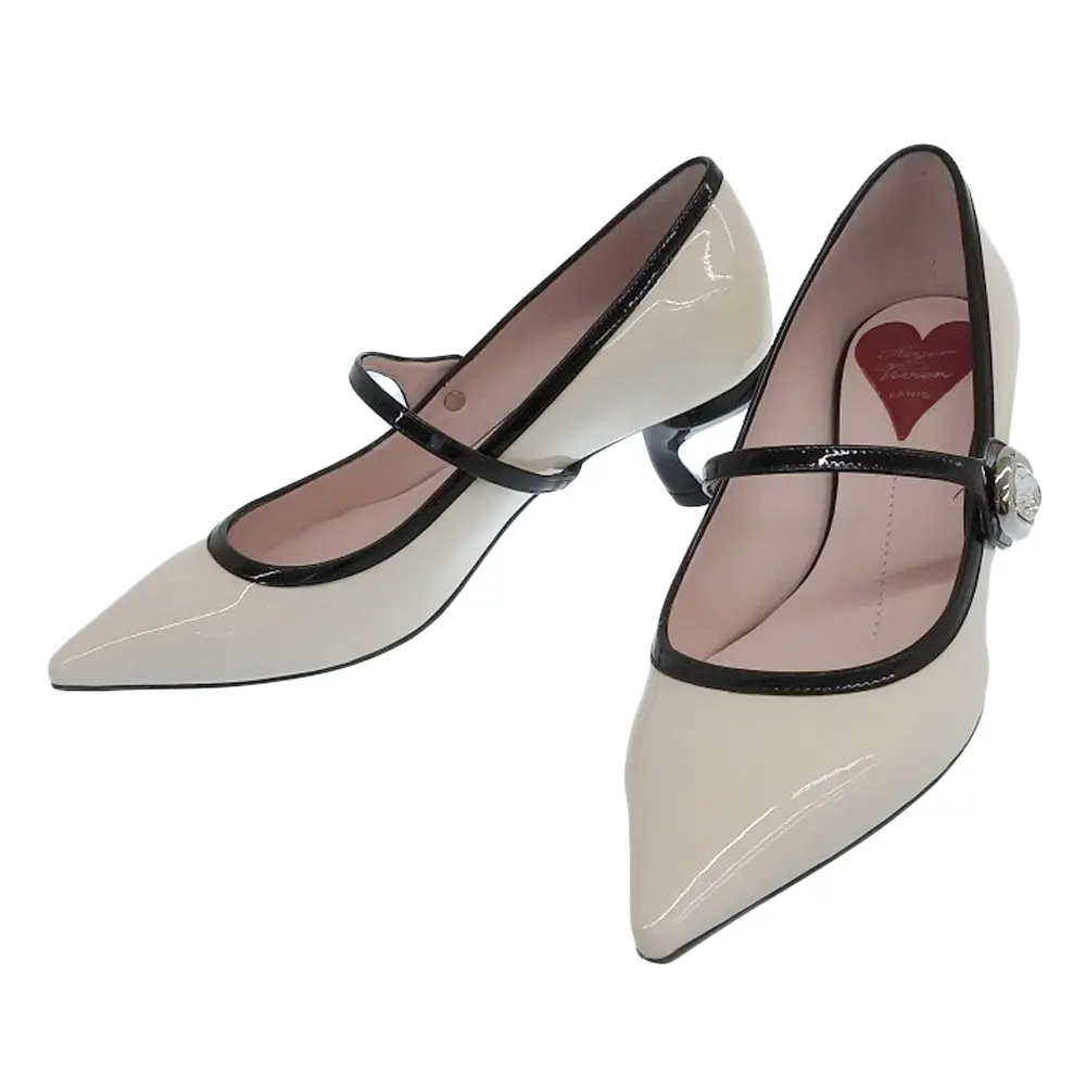 Roger Vivier ロジェヴィヴィエ Virgule Babies Mary Janes 55 メリージェーンパンプス ビジュー装飾 35 約22cm ホワイト