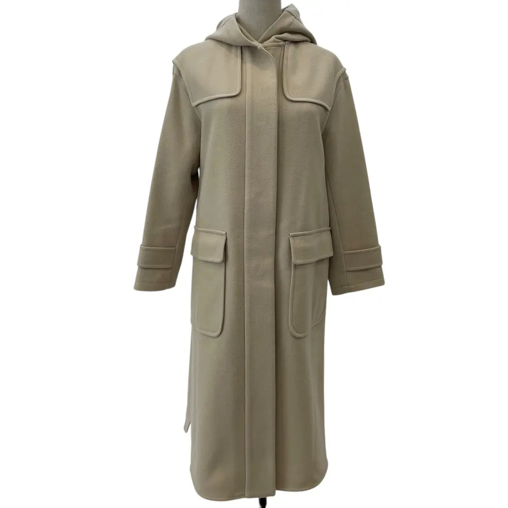 6 ROKU ロク ビューティー&ユース ウール 比翼ボタン フーディコート 36 ベージュ