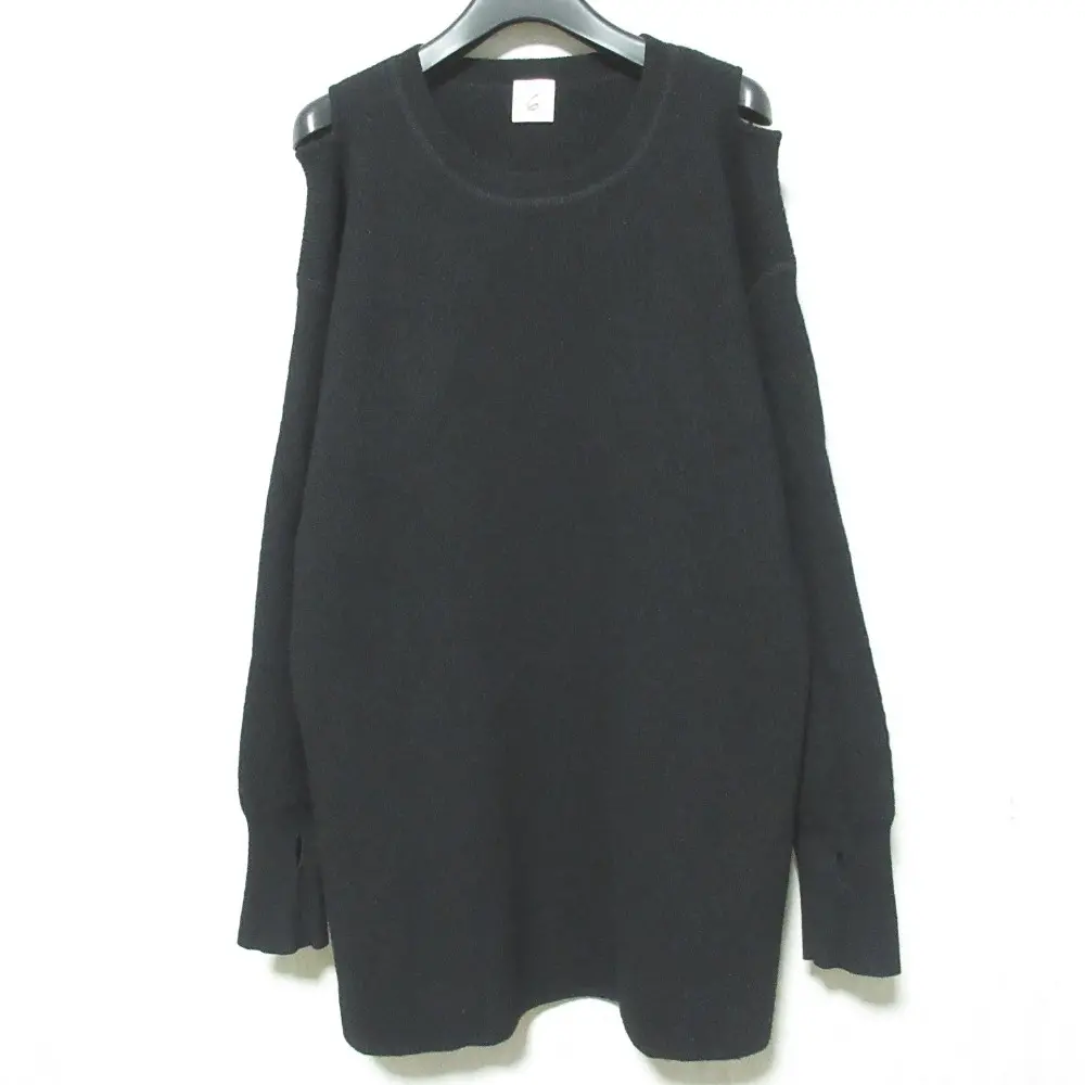 6 ROKU BEAUTY & YOUTH UNITED ARROWS ロク SHOULDER 2HOLE KNIT ニット セーター 8613-199-0058 ブラック