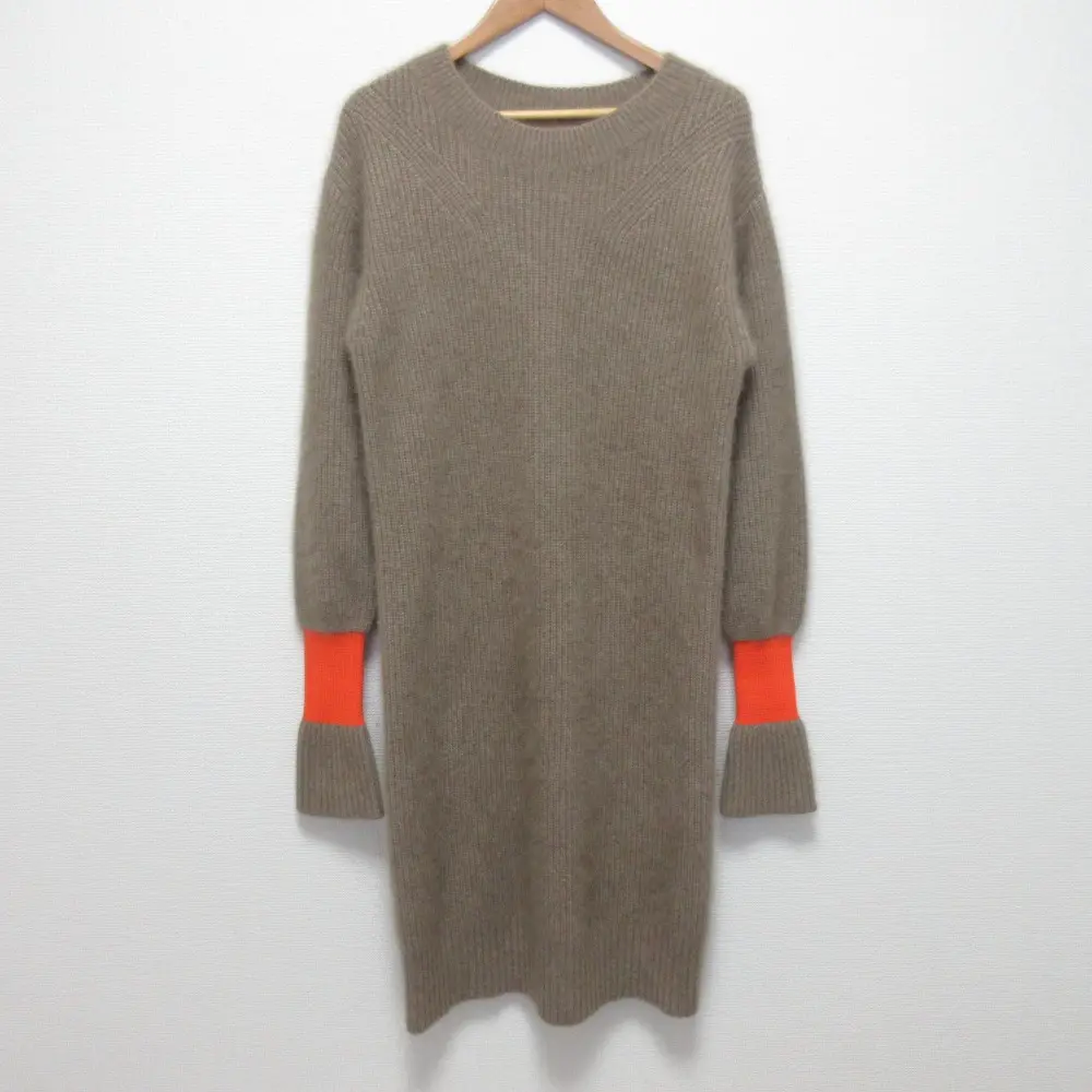 Room no.8 ルームエイト RACCOON FULL CARDIGAN ニットワンピース サイズＦ ブラウンベージュ