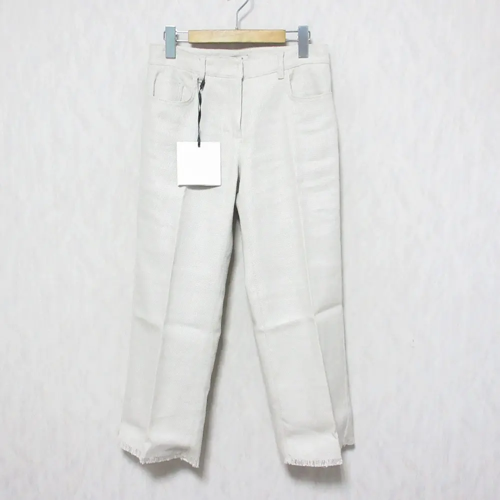 S Max Mara エスマックスマーラ リネン センタープレス カットオフ クロップドパンツ スラックス 40 ベージュ