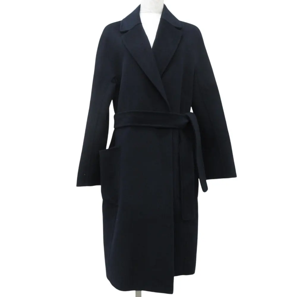 S MaxMara Sマックスマーラ リュドミラタイプ ウール カシミヤブレンド リバーロングコート 901603936 07 サイズ40 ネイビー